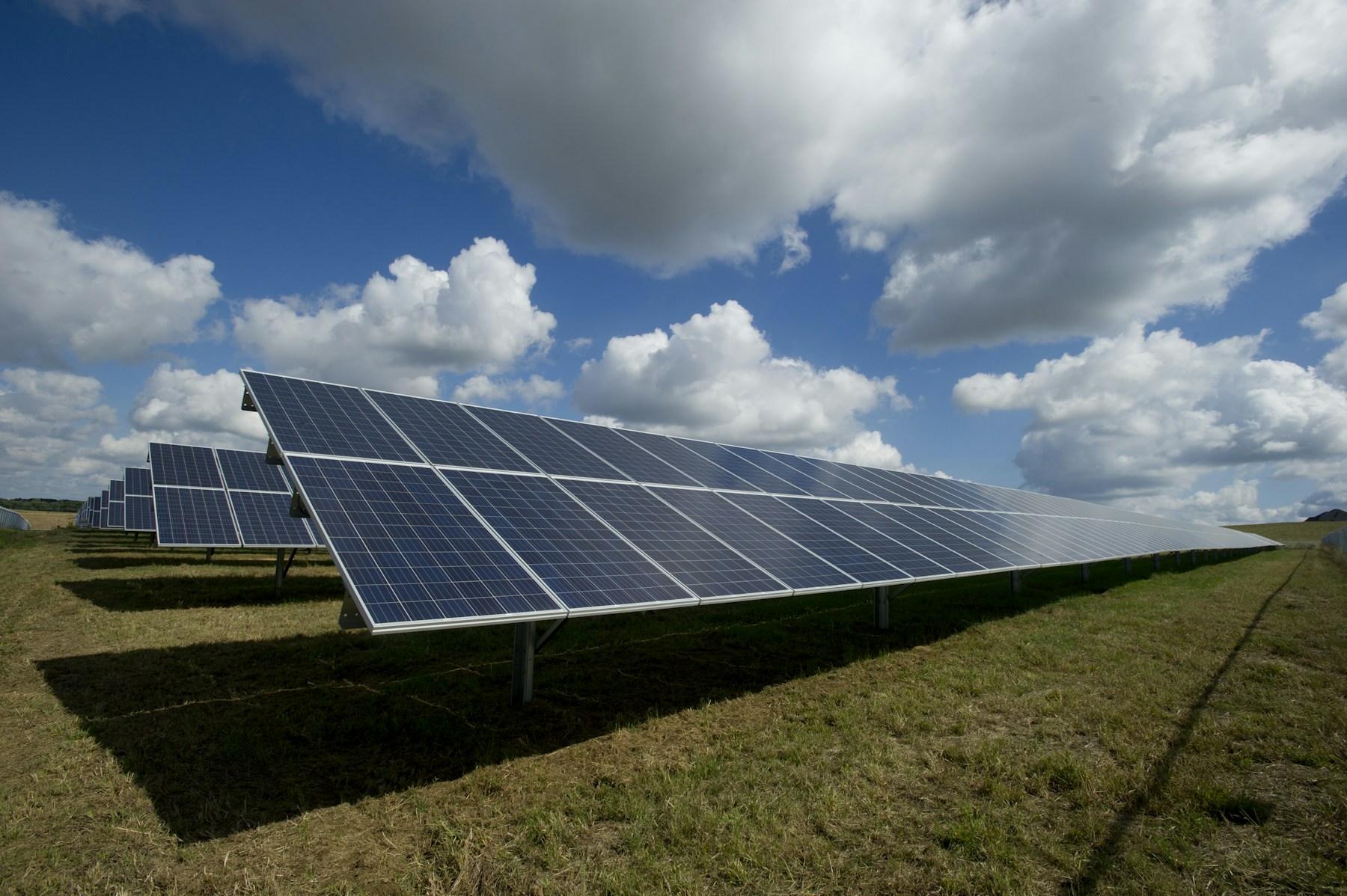 Solar panel array under an open sky